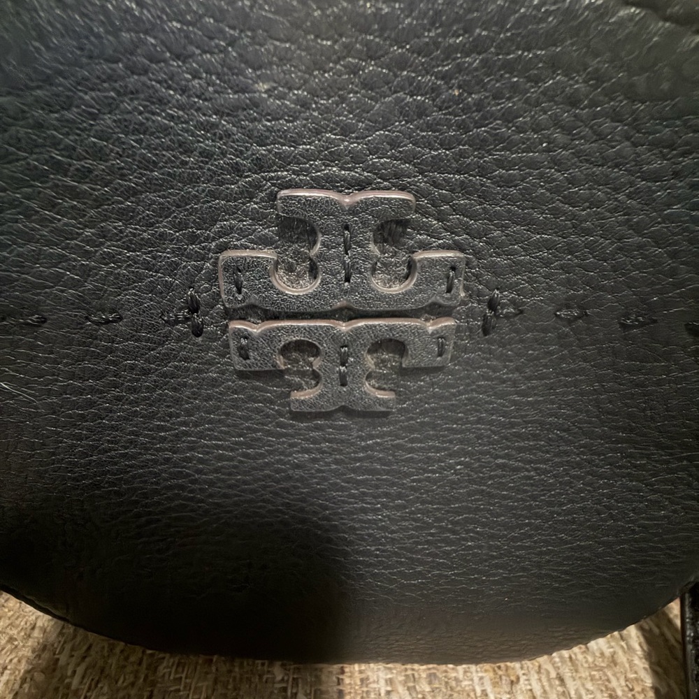 Tory Burch Black Pebbled Leather Crossbody with Tassels - Picture 2 of 4